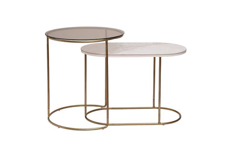 Набор из двух журнальных столиков с металлическим основанием