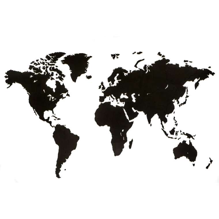 Карта мира Wall Вecoration черного цвета из МДФ