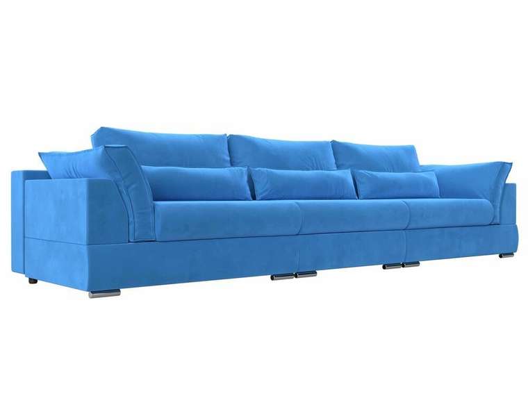 Прямой диван-кровать Пекин Long голубого цвета