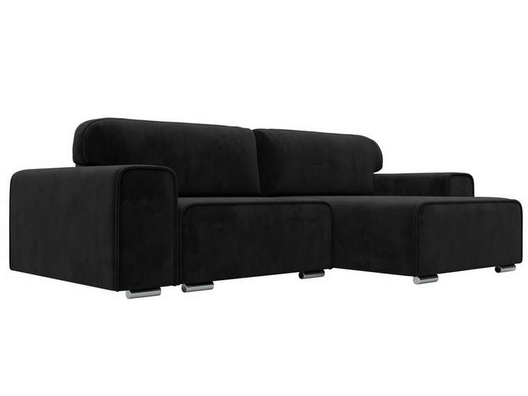 Угловой диван-кровать Лига 029 черного цвета правый угол