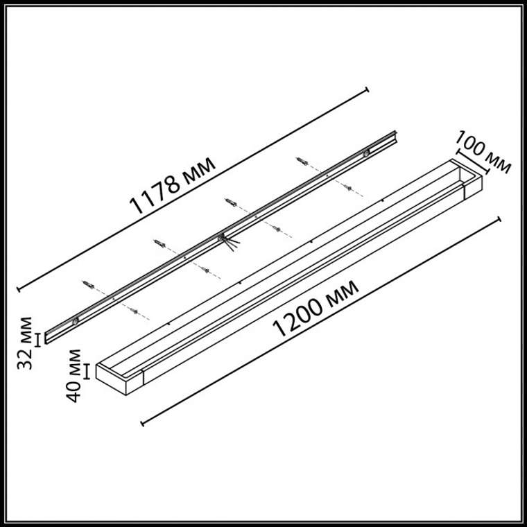 Настенный поворотный светильник линейный Odeon Light Arno 3888/36WL черный/металл IP44 LED 36W 2700Лм 4000K 220V
