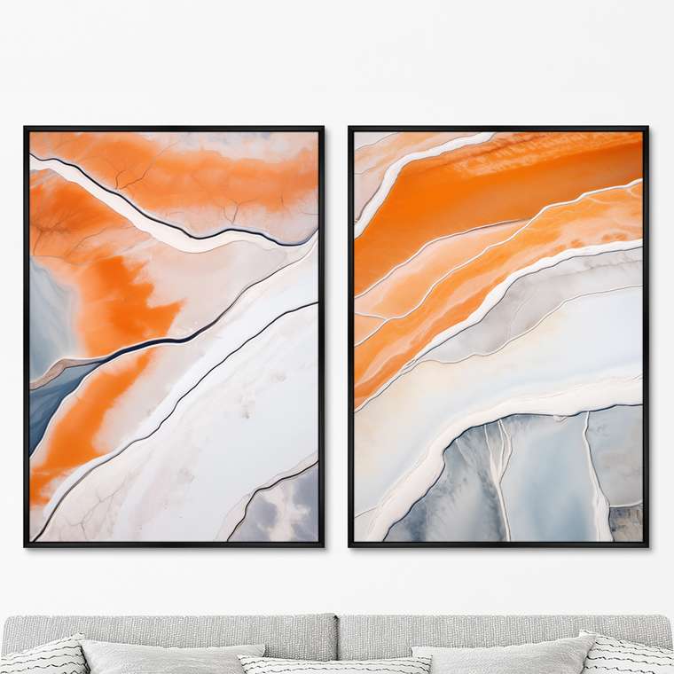 Набор из двух репродукций картин Salt lakes, grey and orange, 2024г.