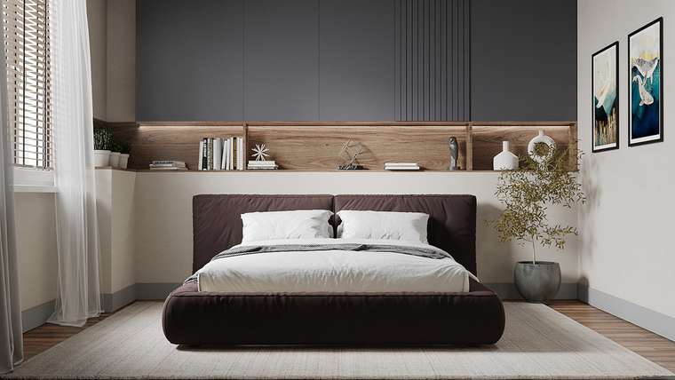 Кровать Латона-3 140х200 темно-коричневого цвета