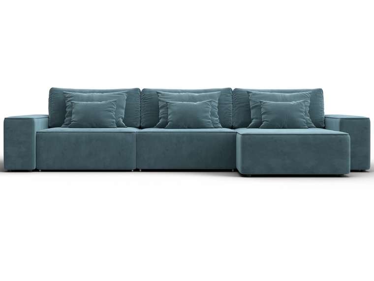 Угловой диван-кровать Лига-074 бирюзового цвета