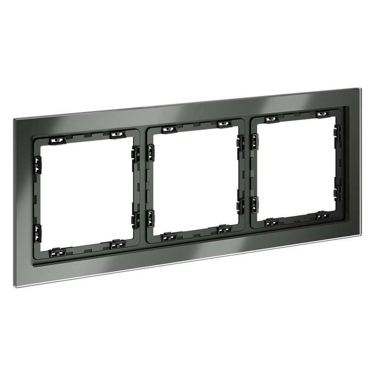 Рамка стеклянная VOLTUM S70 на 3 поста, (титан, стекло)