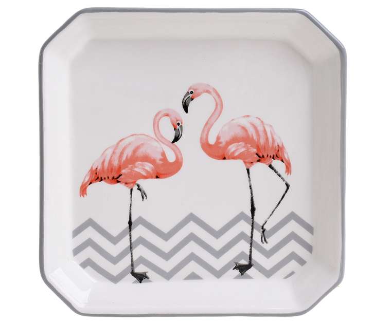 Тарелка с розовыми фламинго