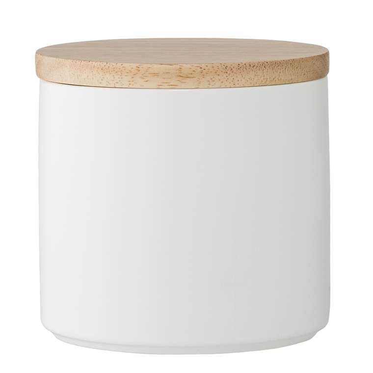 Емкость для хранения с крышкой Wood&white белого цвета