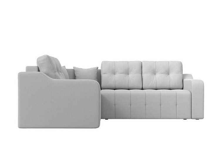 Угловой диван-кровать Кембридж белого цвета (экокожа) левый угол