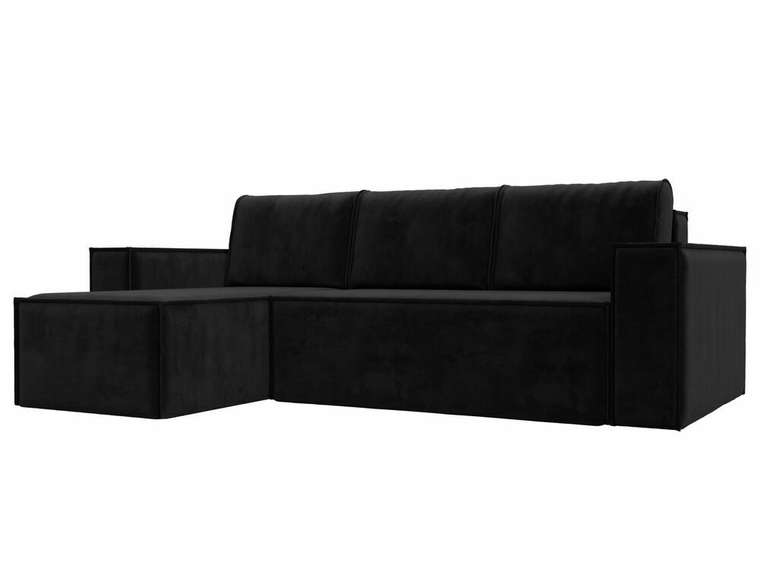 Угловой диван-кровать Куба черного цвета левый угол