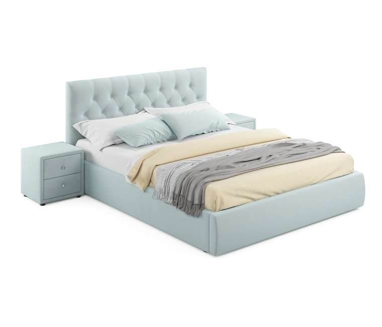 Кровать с подъемным механизмом и двумя тумбами Verona 160х200 мятного цвета