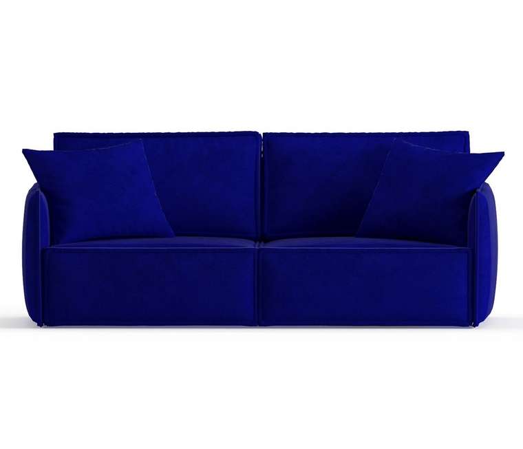 Диван-кровать из велюра Лортон синего цвета