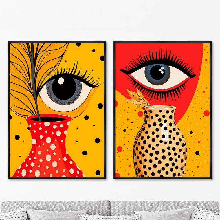 Набор из двух репродукций картин Vase and Eyes, 2024г.