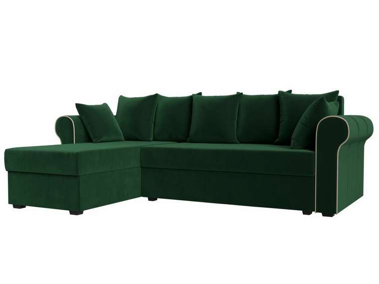 Угловой диван-кровать Рейн зеленого цвета левый угол