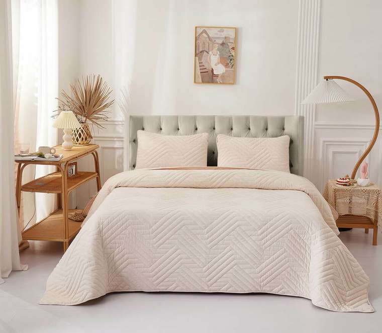 Покрывало с наволочкой Мориц 160х220 кремового цвета