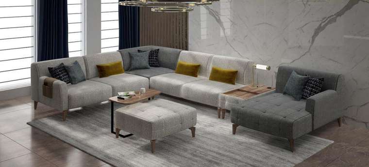 Модульный диван Lugano Two Seater Without светло-серого цвета 