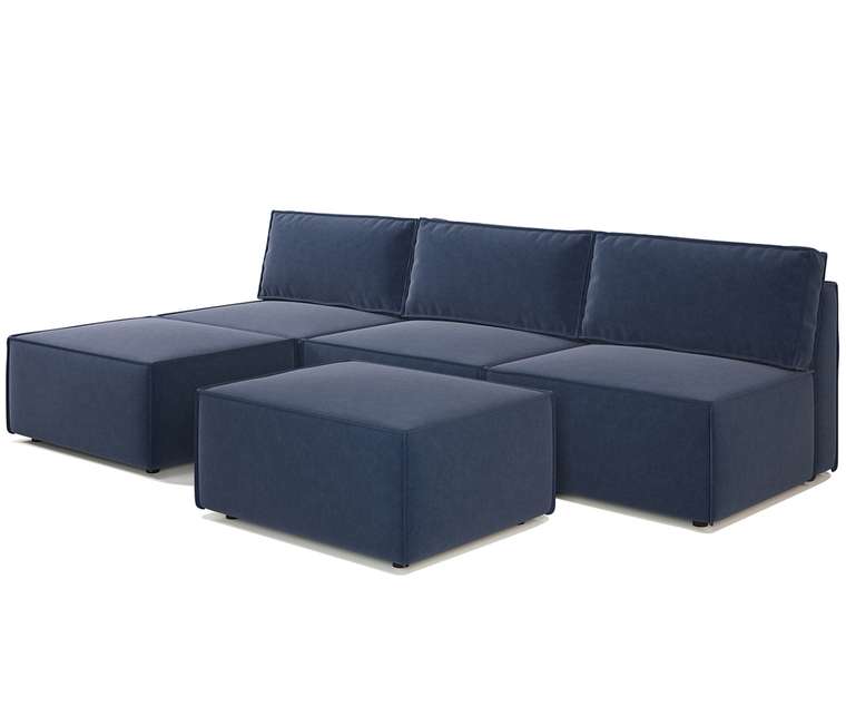 Угловой модульный диван Шарм 25 синего цвета угол левый