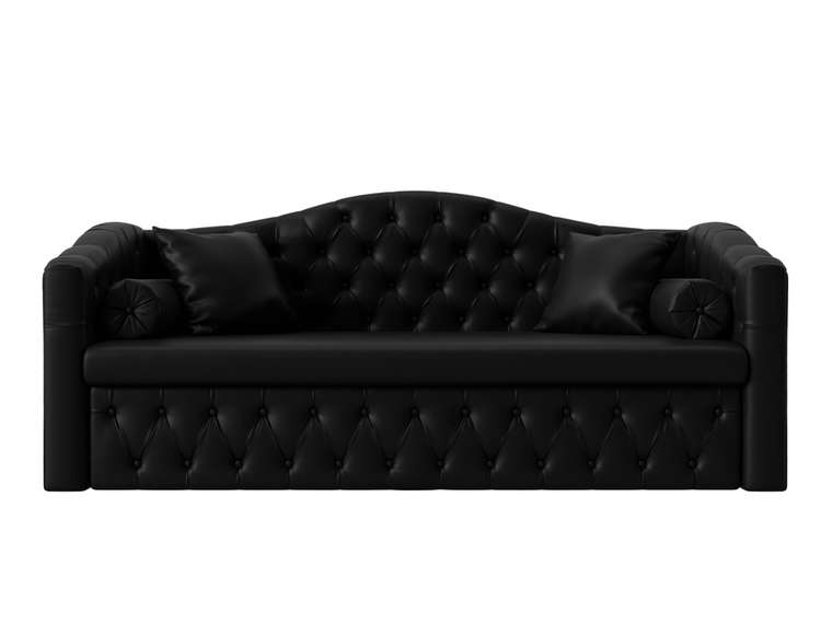Прямой диван-кровать Мечта черного цвета (экокожа)