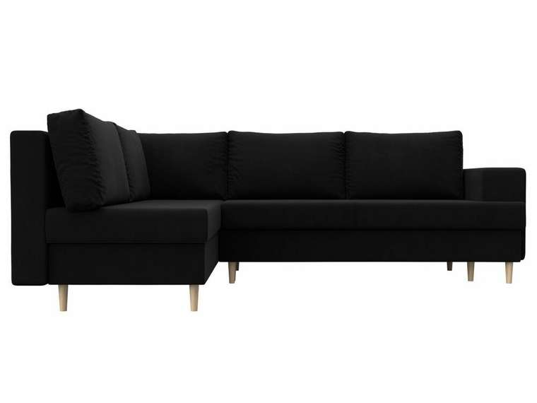 Угловой диван-кровать Сильвана черного цвета левый угол