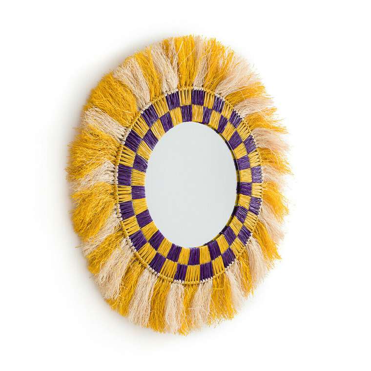 Настенное зеркало Mon Beau Miroir 90х90 желтого цвета