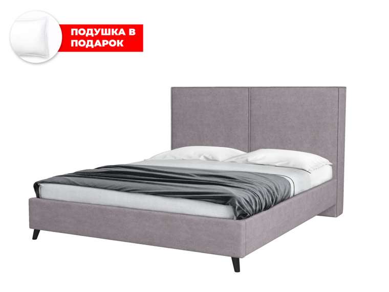 Кровать Atlin 160х200 в обивке из велюра серого цвета с подъемным механизмом