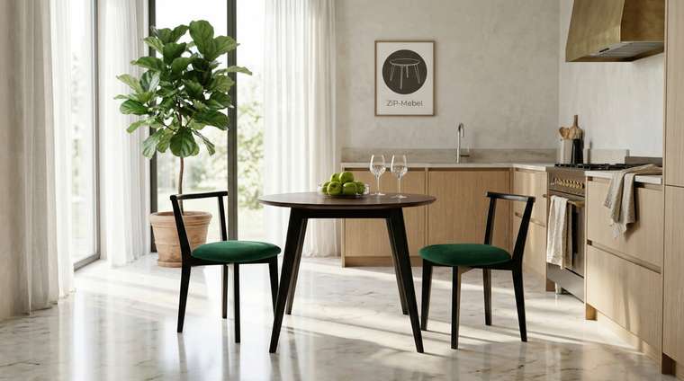 Стол обеденный Сканди D100 со столешницей цвета орех