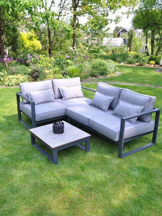 Комплект садовой мебели М серого цвета