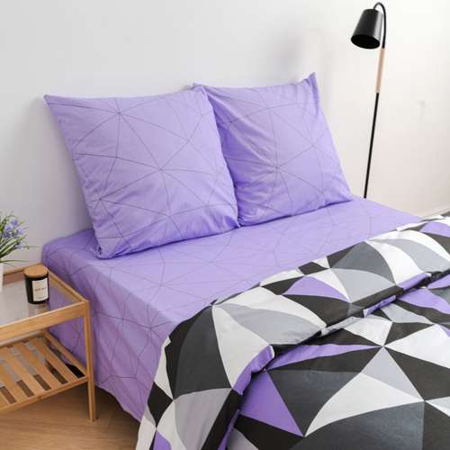 КПБ 'Традиция' евро, поплин, 100% хлопок, пл. 118 гр./кв.м., 'Мозаика фиолетовый компаньон'