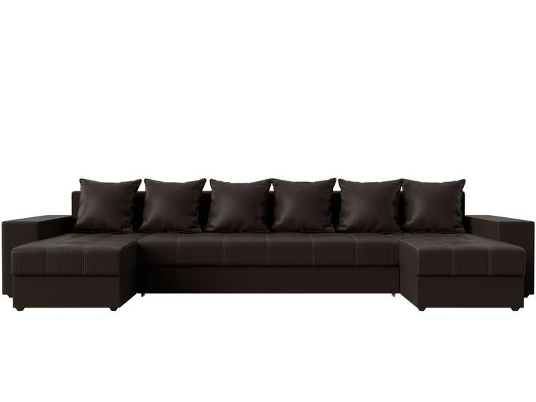 Уловой диван-кровать Дубай коричневого цвета (экокожа)