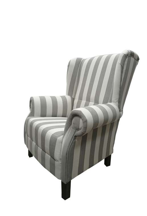 Кресло Французская полоска серо-белого цвета