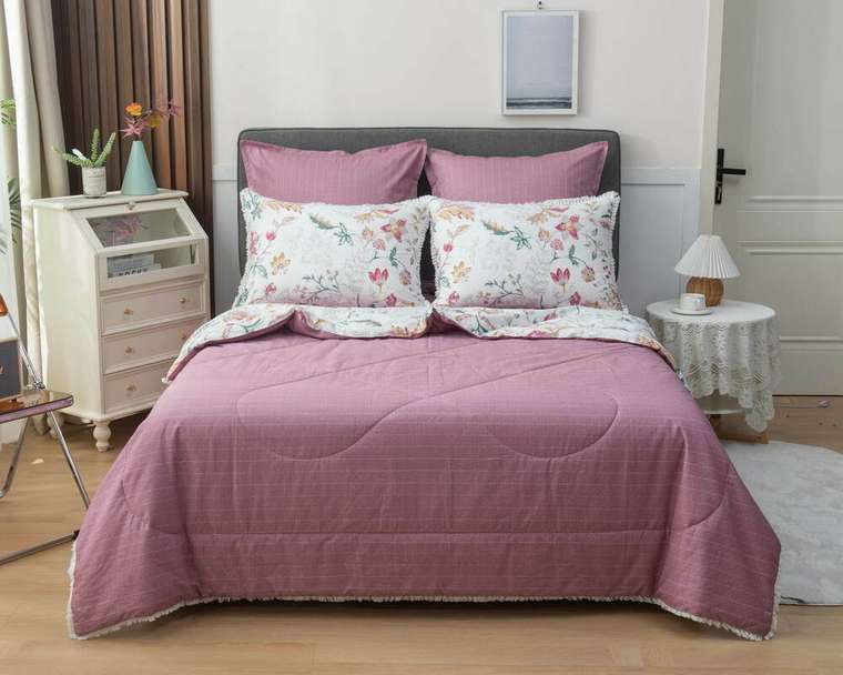 Комплект постельного белья Бернадетт №48 200х220 бело-розового цвета