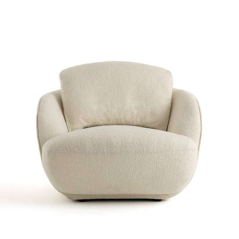 Кресло Шарообразное из ткани букле Alpine светло-бежевого цвета