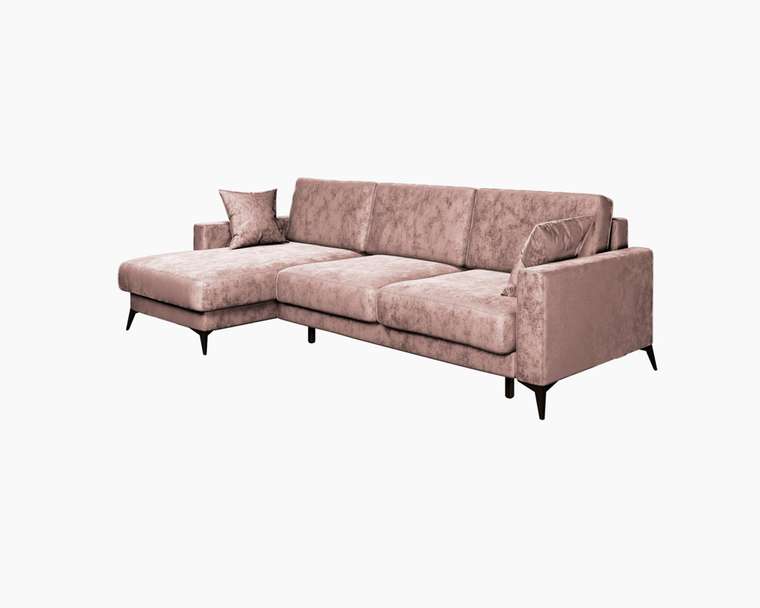 Диван-кровать угловой левый Наоми розового цвета