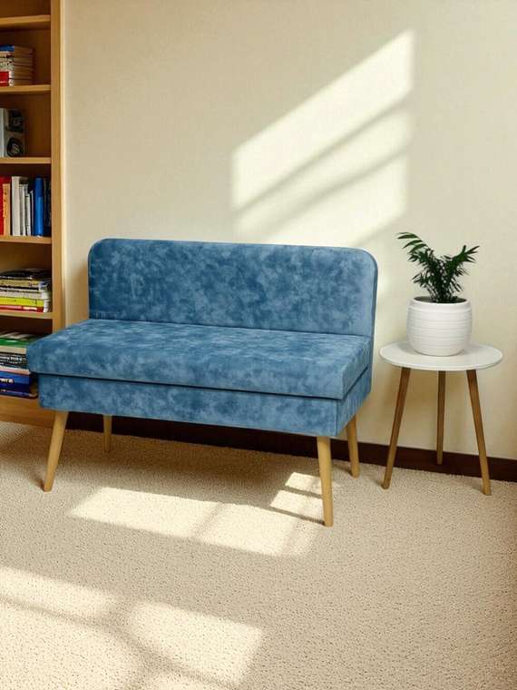 Диван с ящиком Эда синего цвета