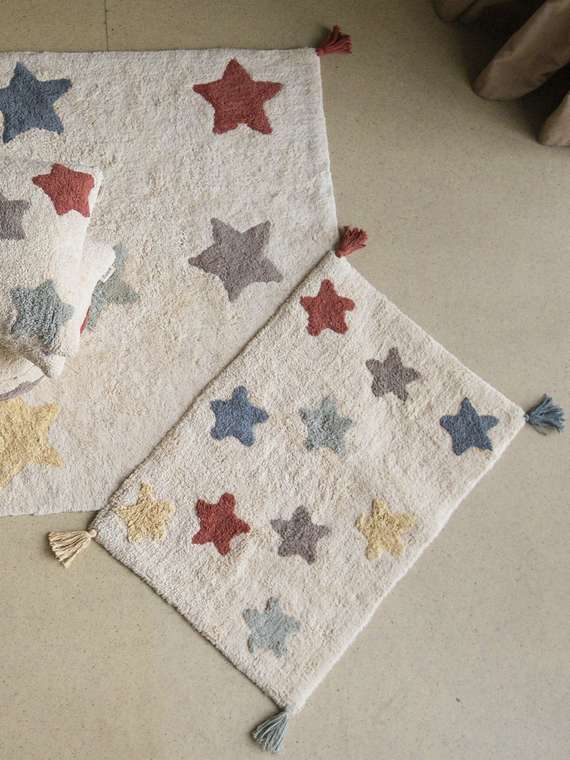 Хлопковый ковер Vintage Stars 60х90 бежевого цвета
