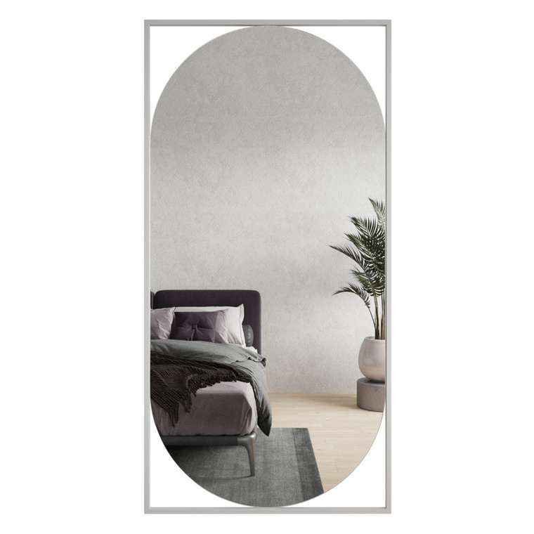 Дизайнерское настенное большое зеркало Kvaden XL в полный рост в металлической раме белого цвета   