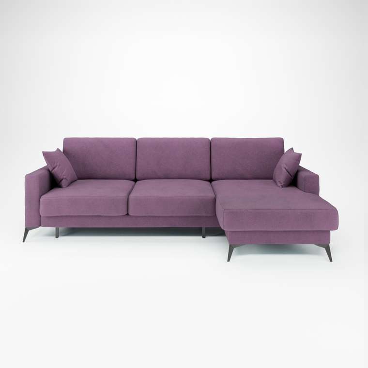 Угловой диван-кровать Наоми 2 сиреневого цвета правый 