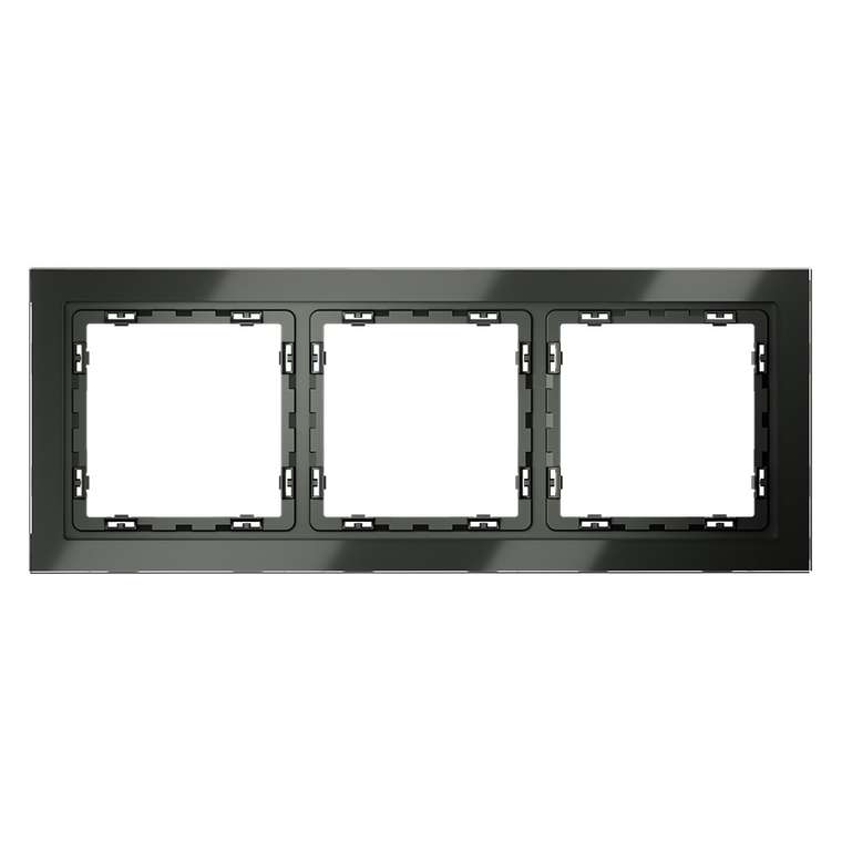 Рамка стеклянная VOLTUM S70 на 3 поста, (титан, стекло)