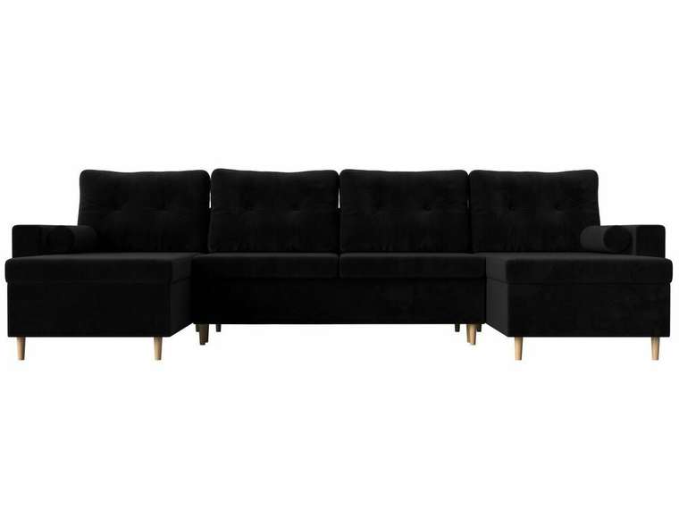 Угловой диван-кровать Белфаст черного цвета (тик-так) 