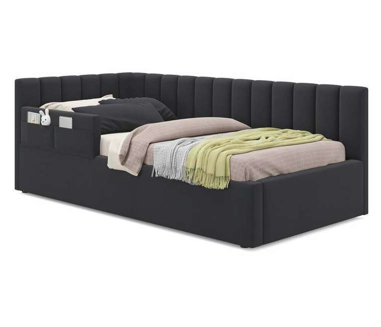 Кровать Milena 90х200 черного цвета с подъемным механизмом