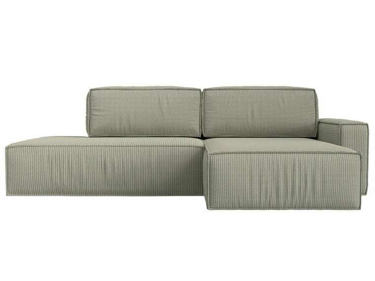 Угловой диван-кровать Прага модерн серо-бежевого цвета правый угол