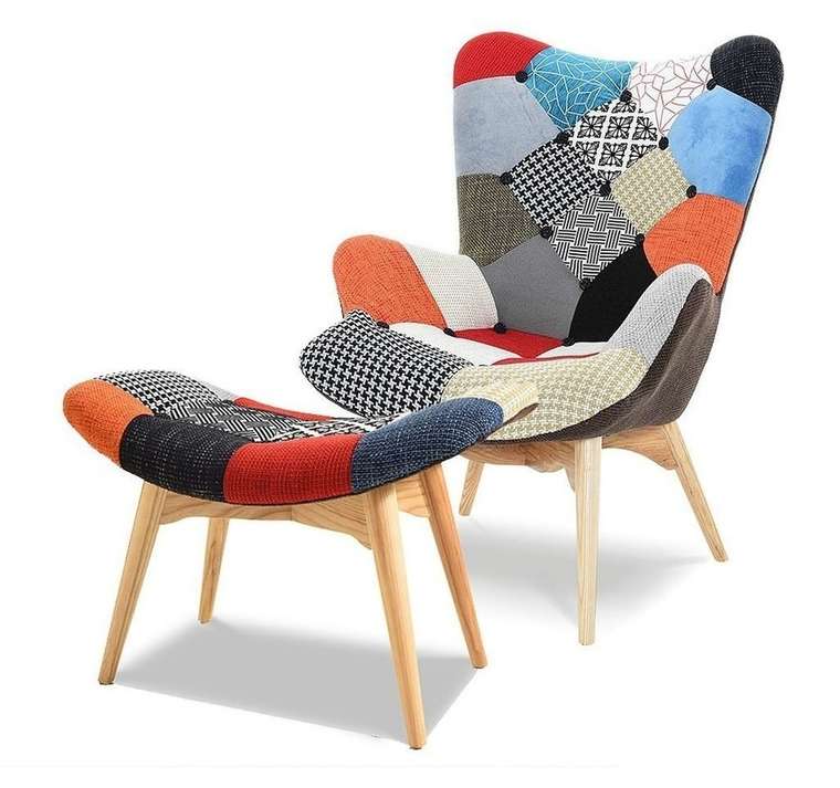 Набор кресло и пуф patchwork