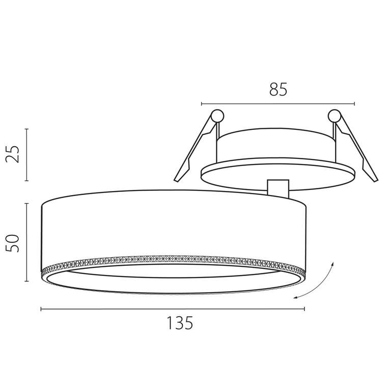 Светильник ALTA PRO встраиваемый LED 35W 3230LM 36G БЕЛЫЙ 3000K со встр. чашей (215736 + 215006 + 215000-35)