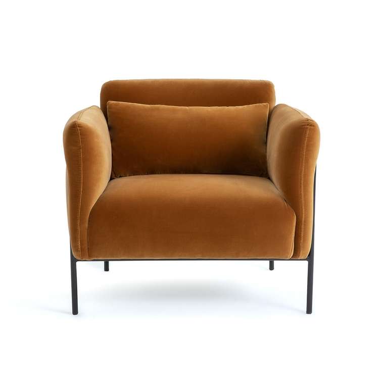 Кресло из велюра Alistair коричневого цвета