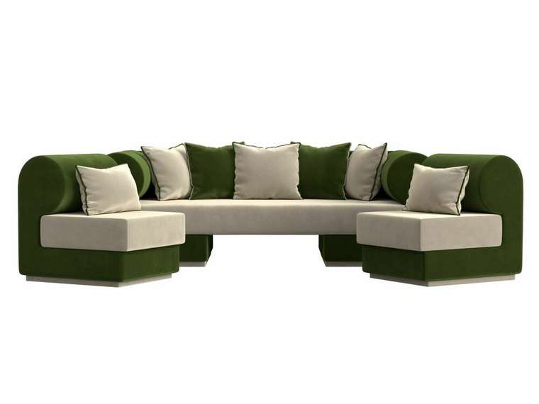 Набор мягкой мебели Кипр 3 зелено-бежевого цвета