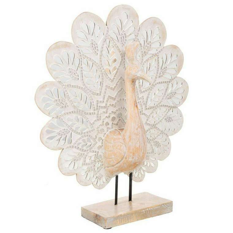 Декоративная фигура Натуральный Cтекло Деревянный MDF павлин 53 x 12 x 46 cm