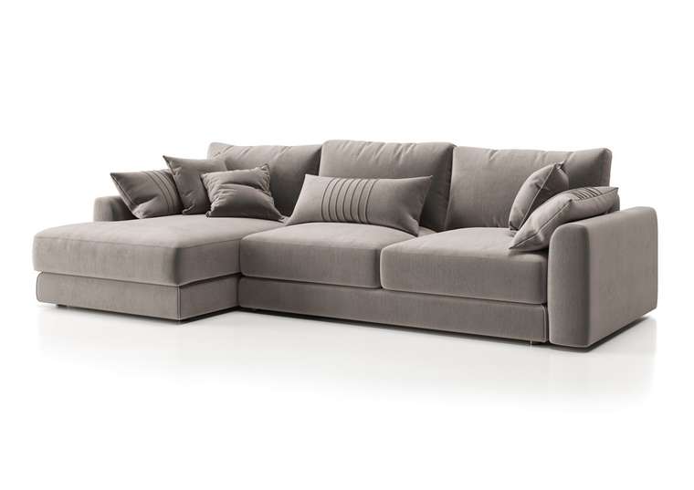 Угловой диван-кровать Шерлок с оттоманкой коричнево-серого цвета