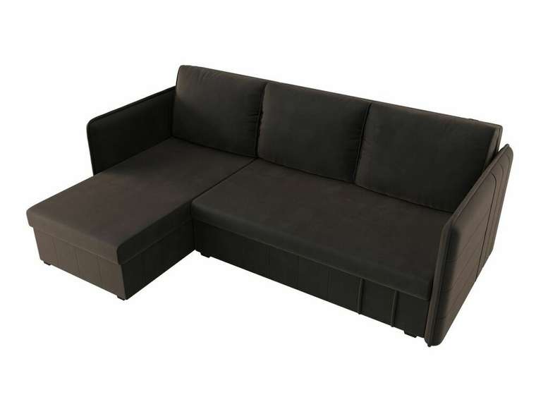 Угловой диван-кровать Слим коричневого цвета левый угол
