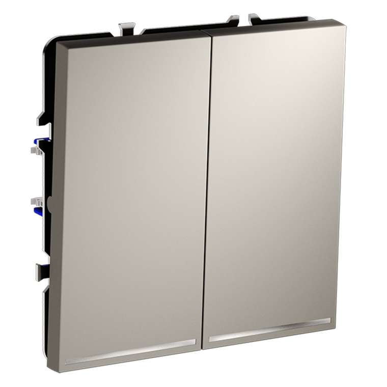 Проходной переключатель встраиваемый VOLTUM S70 двухклавишный с подсветкой 10А, (кашемир)