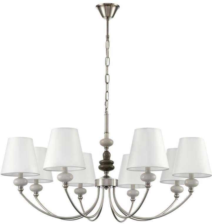 Подвесная люстра Lumion Kentuki 8283/8 никель/белый, металл/керамика/текстиль Е14 8*40W 220V