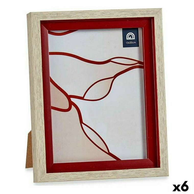 Фоторамка 18,8 x 2 x 24 cm Стеклянный Красный Деревянный Коричневый Пластик (6 штук)